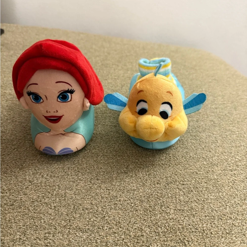 Disney Ariel and Flounder Kids Slippers - Red and Yellow Sz 9/10